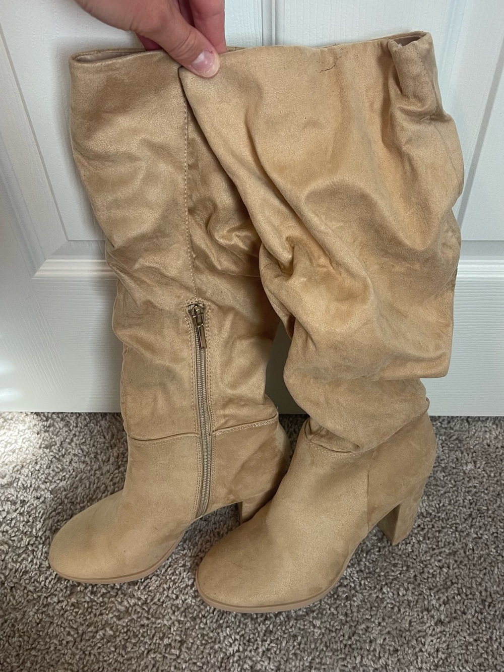 Women's Tan Slouchy Heeled Boots